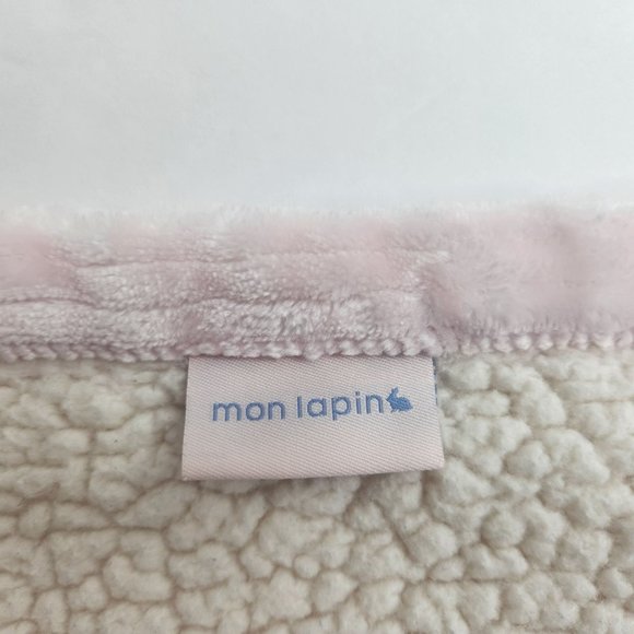 Mon Lapin Baby Girl Blanket Solid Pink Ribbed Cream Sherpa Security Blanket - Picture 7 of 8